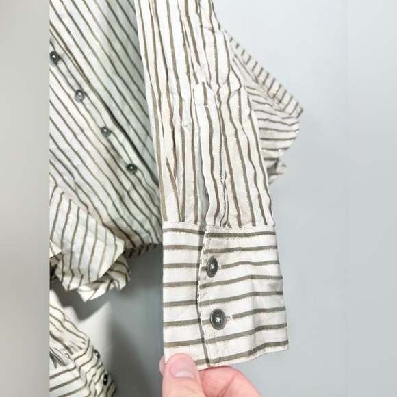 NWT Free People Making Memories Button Down Shirt Gold & Cream Size XS Holiday - Picture 5 of 12